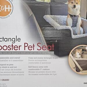 Pet Car Rectangle Booster Pet Seat Large Black 21.5” X 16” X 14”